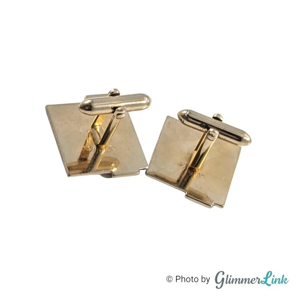 Vintage Swank Chevron Square Gold Tone Cufflinks